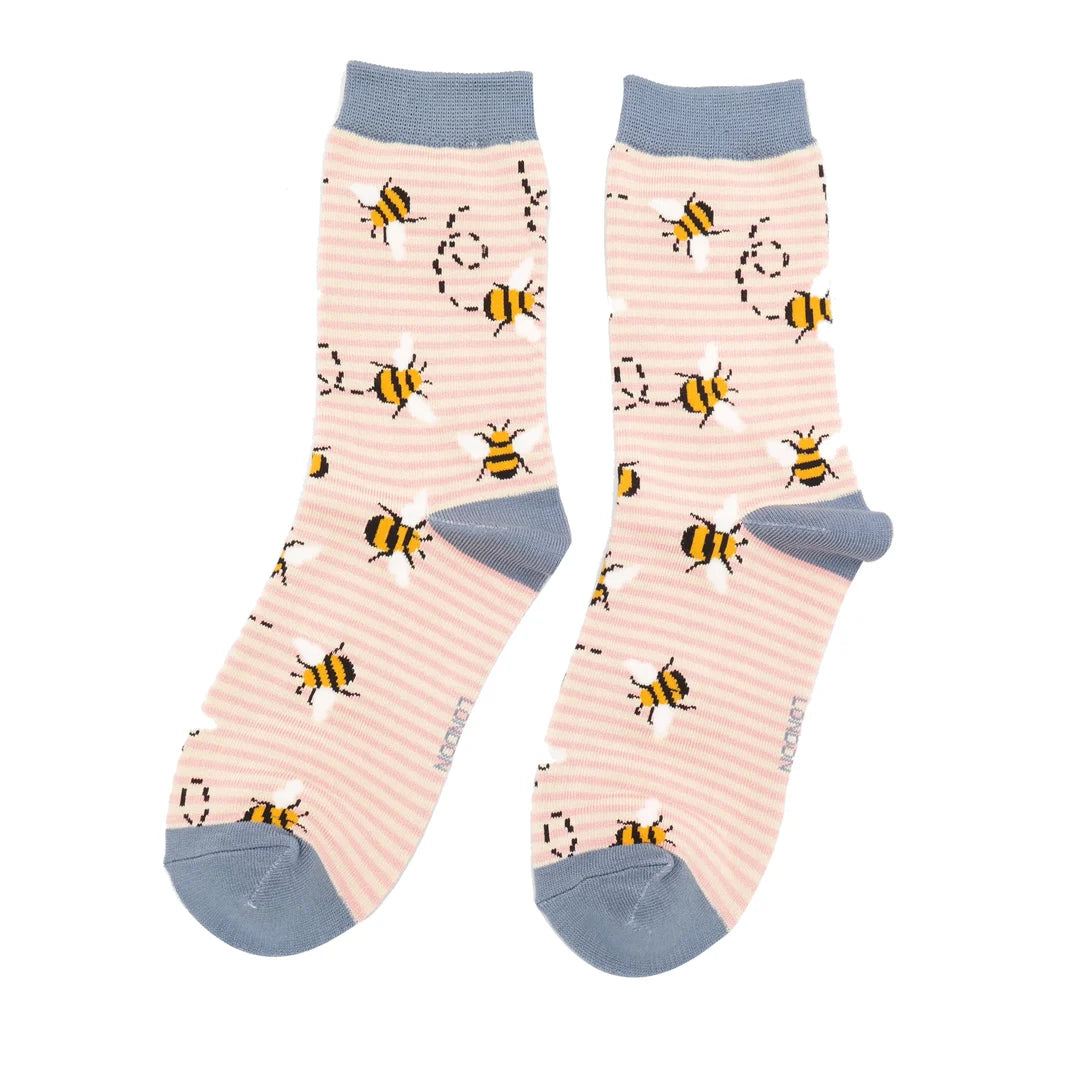 Bamboo Socks For Women - Bees & Stripes