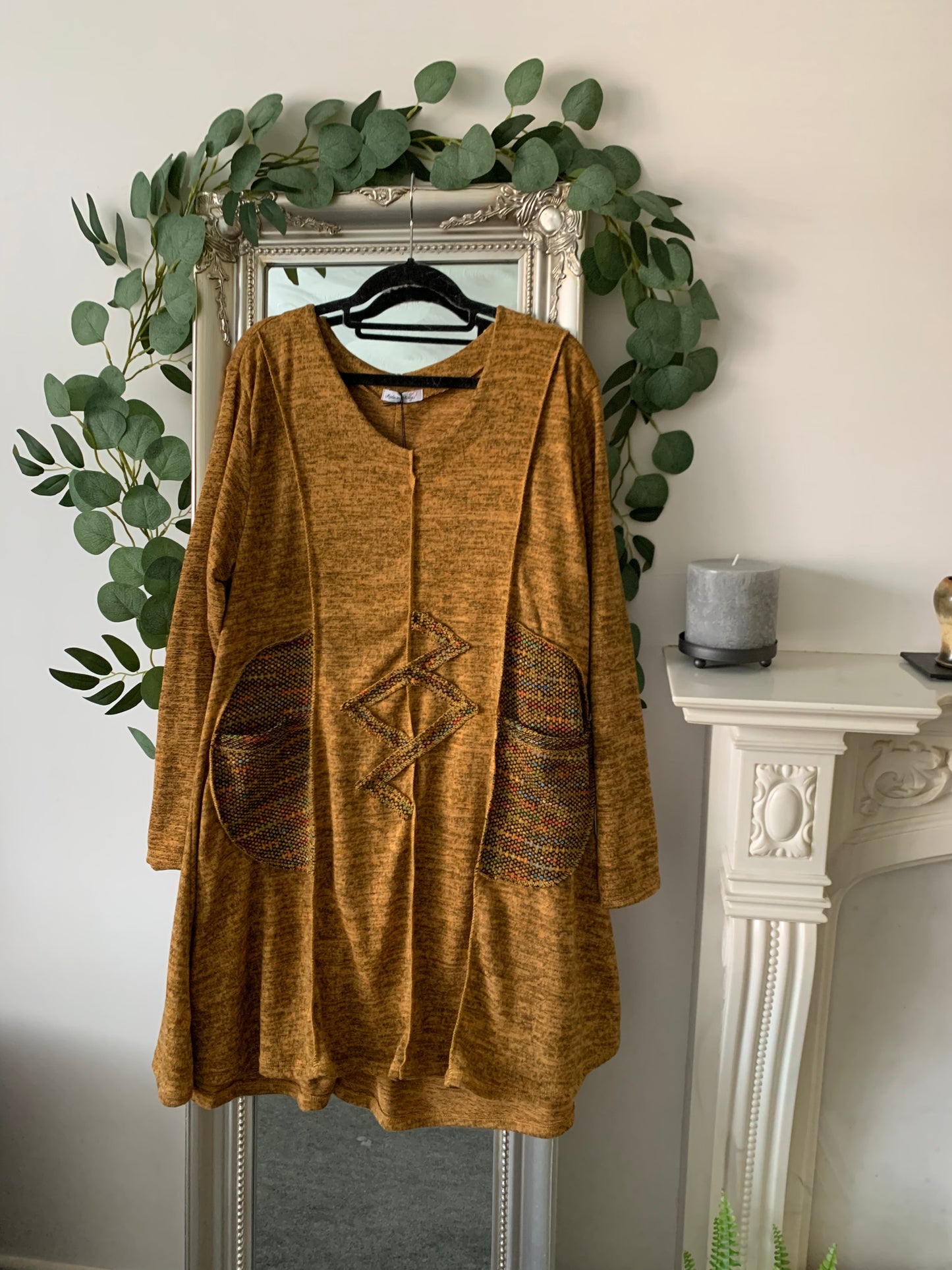 Plain Marl Tunic With Zig Zag Applique