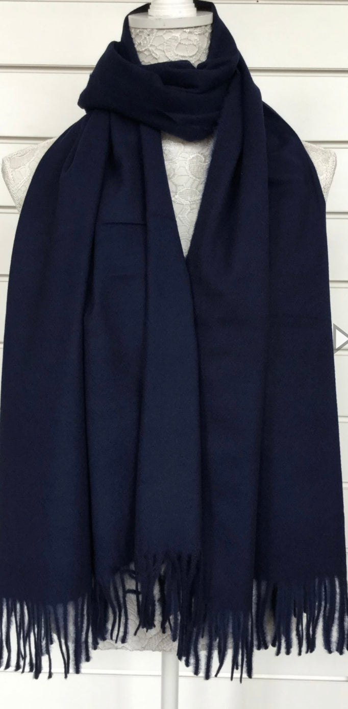 Plain Navy Cashmere Blend Wrap/Pashmina