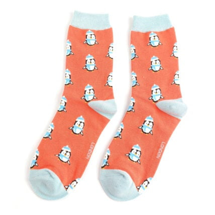 Christmas Bamboo Socks For Women - Cute Penguins