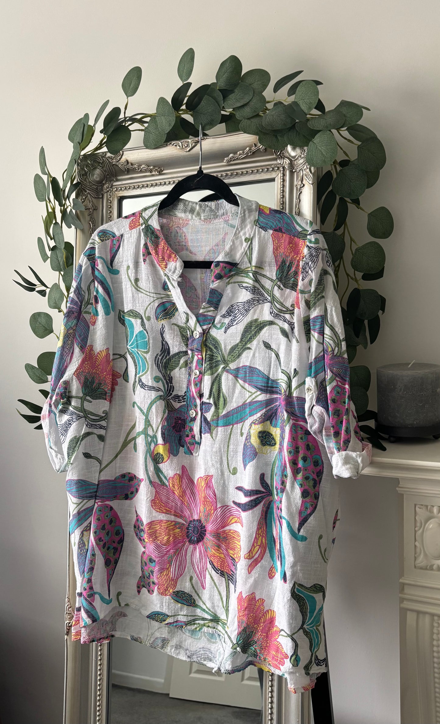 Cotton Orchid Print Shirt