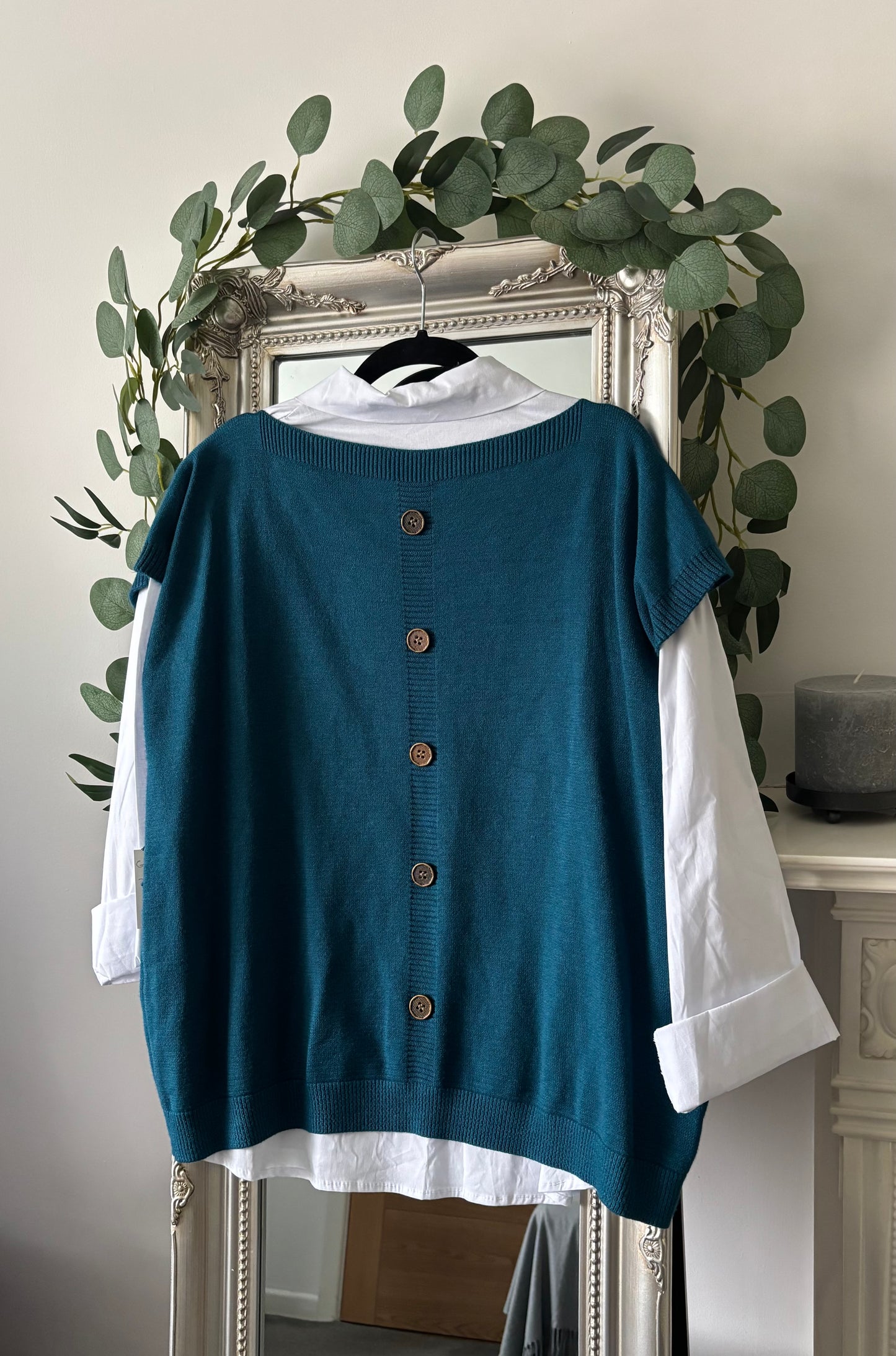White Shirt and Knit Over Top 2 Piece