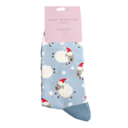 Christmas Bamboo Socks For Women - Santa Sheep