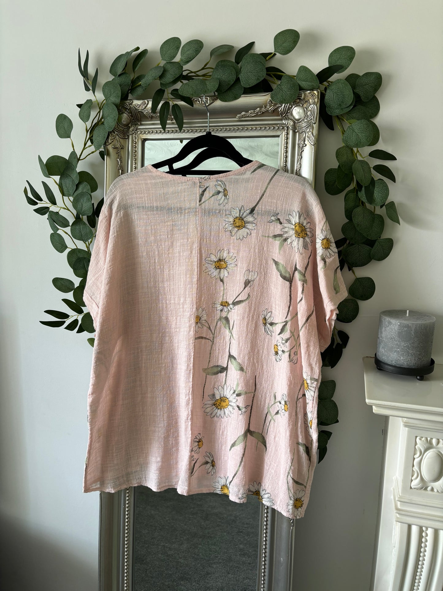 Cotton Plain And Daisy Print Tunic