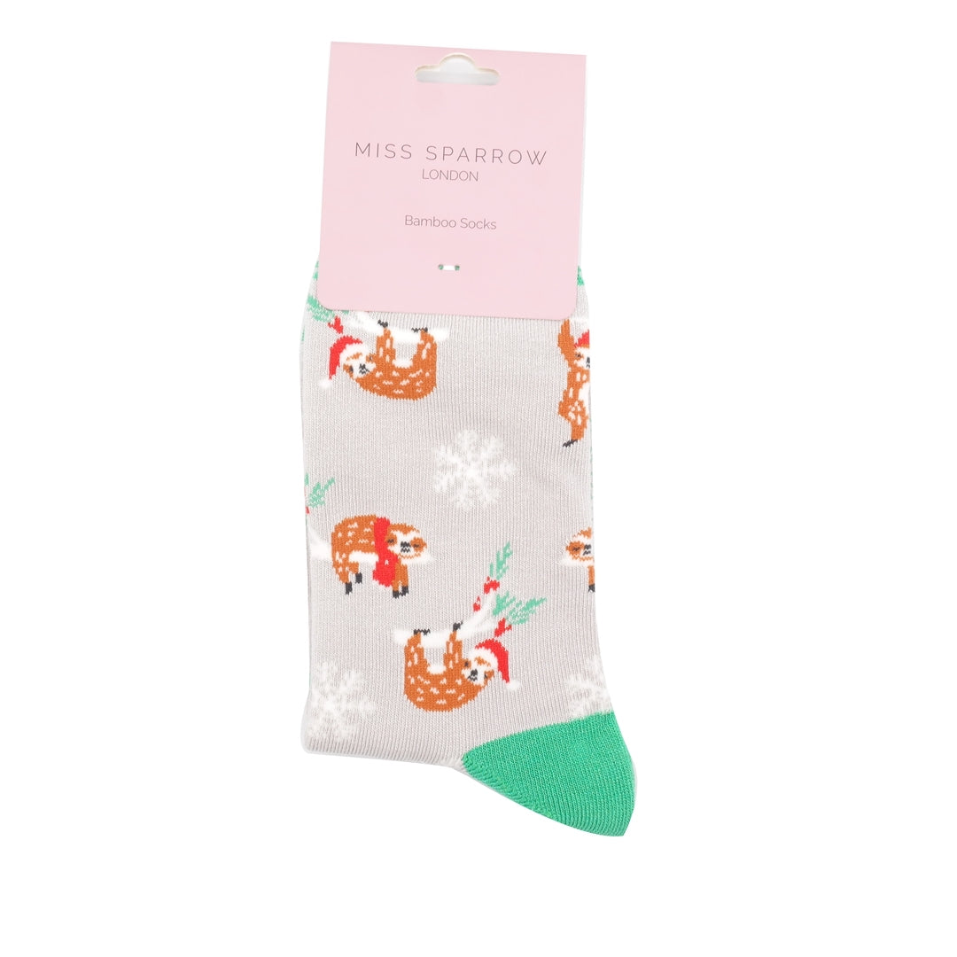 Christmas Bamboo Socks For Women - Christmas Sloths