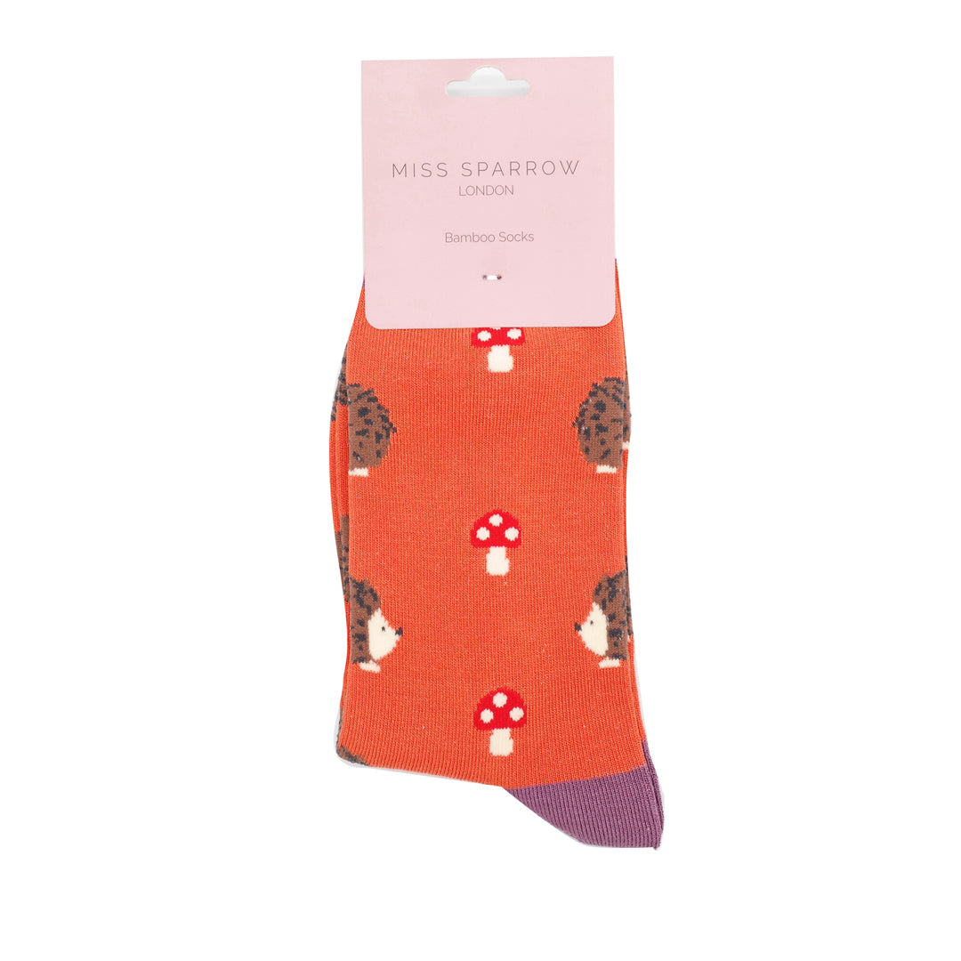 Bamboo Socks For Women - Hedgehogs & Toadstools
