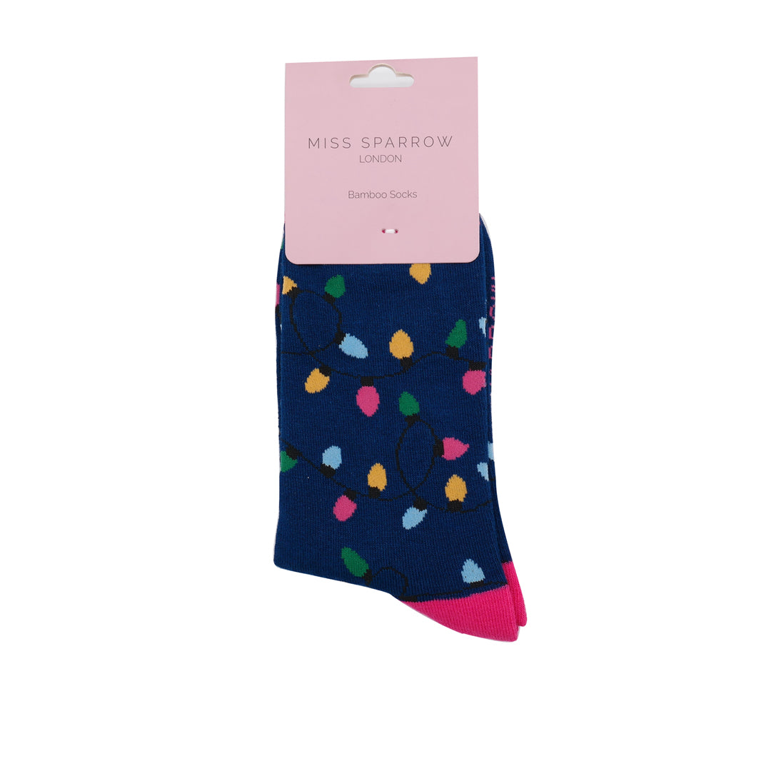 Christmas Bamboo Socks For Women - Christmas Lights
