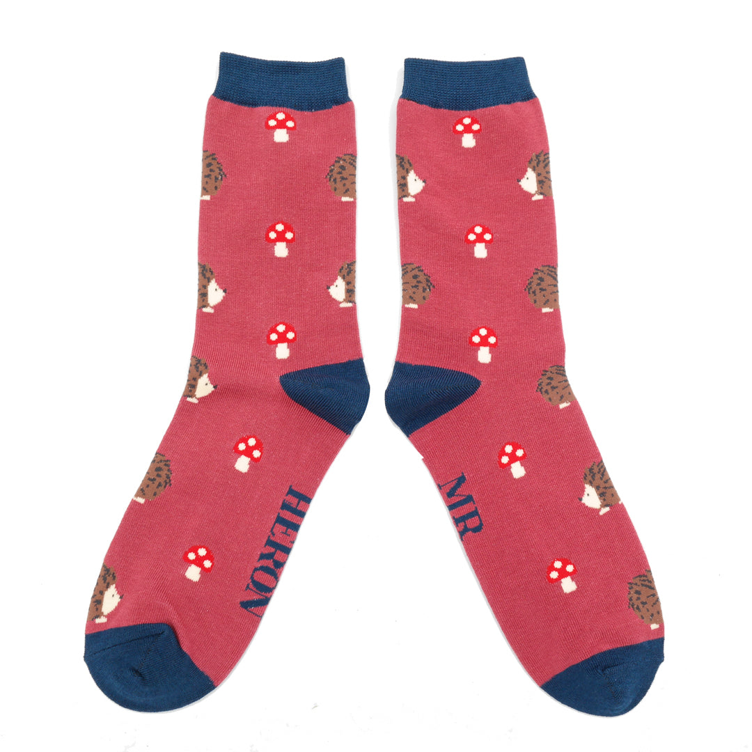 Bamboo Socks For Men - Hedgehogs & Toadstools