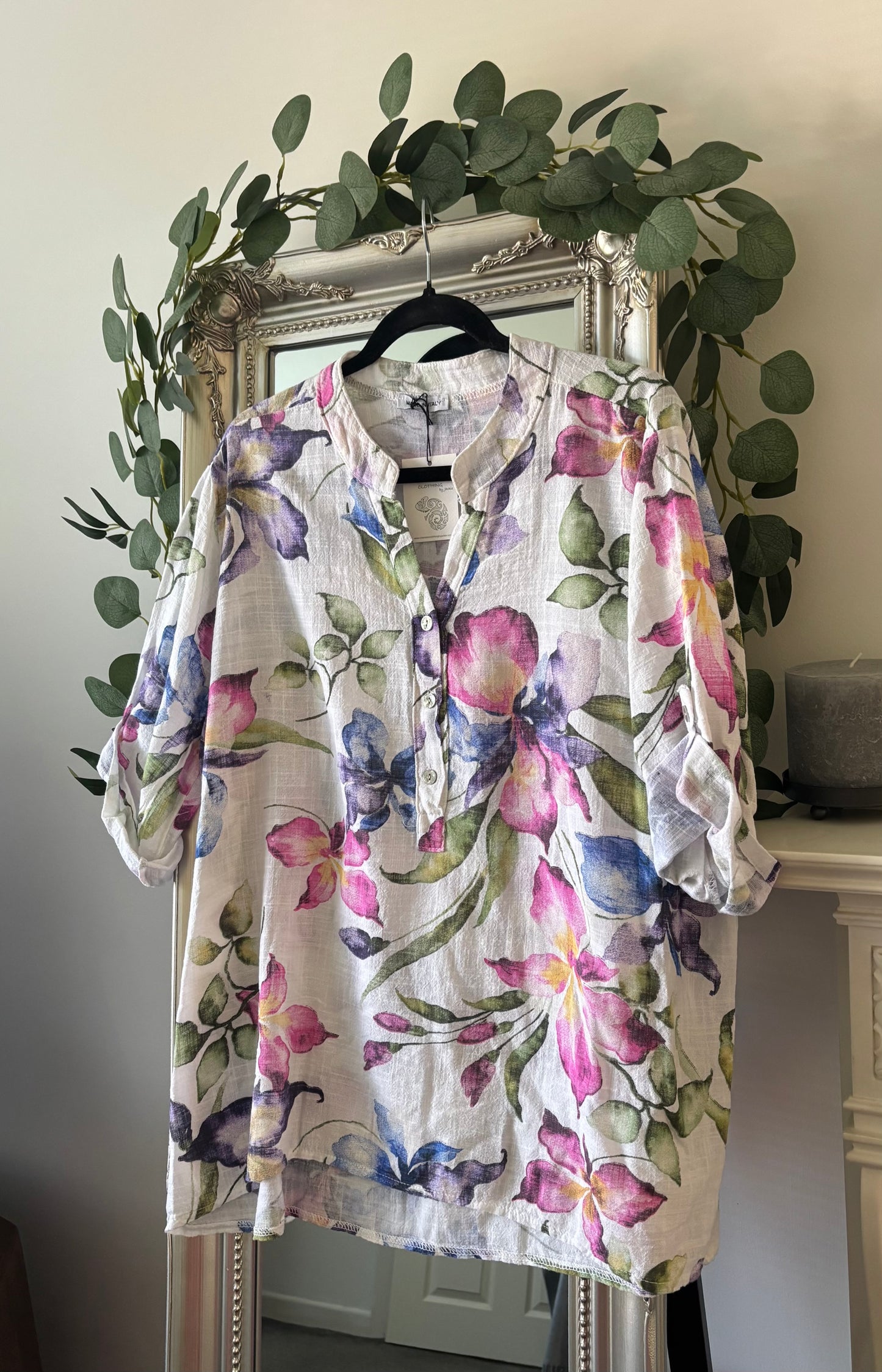 Cotton Magnolia Print Shirt