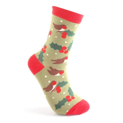 Christmas Bamboo Socks For Women - Winter Hedgerow