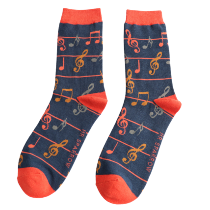 Bamboo Socks For Men - Multi Colour Music Notes