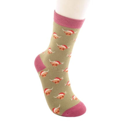 Christmas Bamboo Socks For Women - Christmas Highland Cows