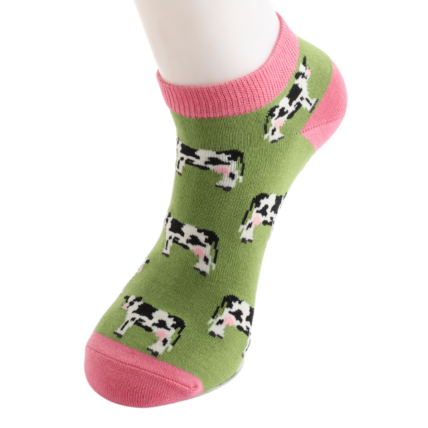 Bamboo Trainer Socks For Women - Cows