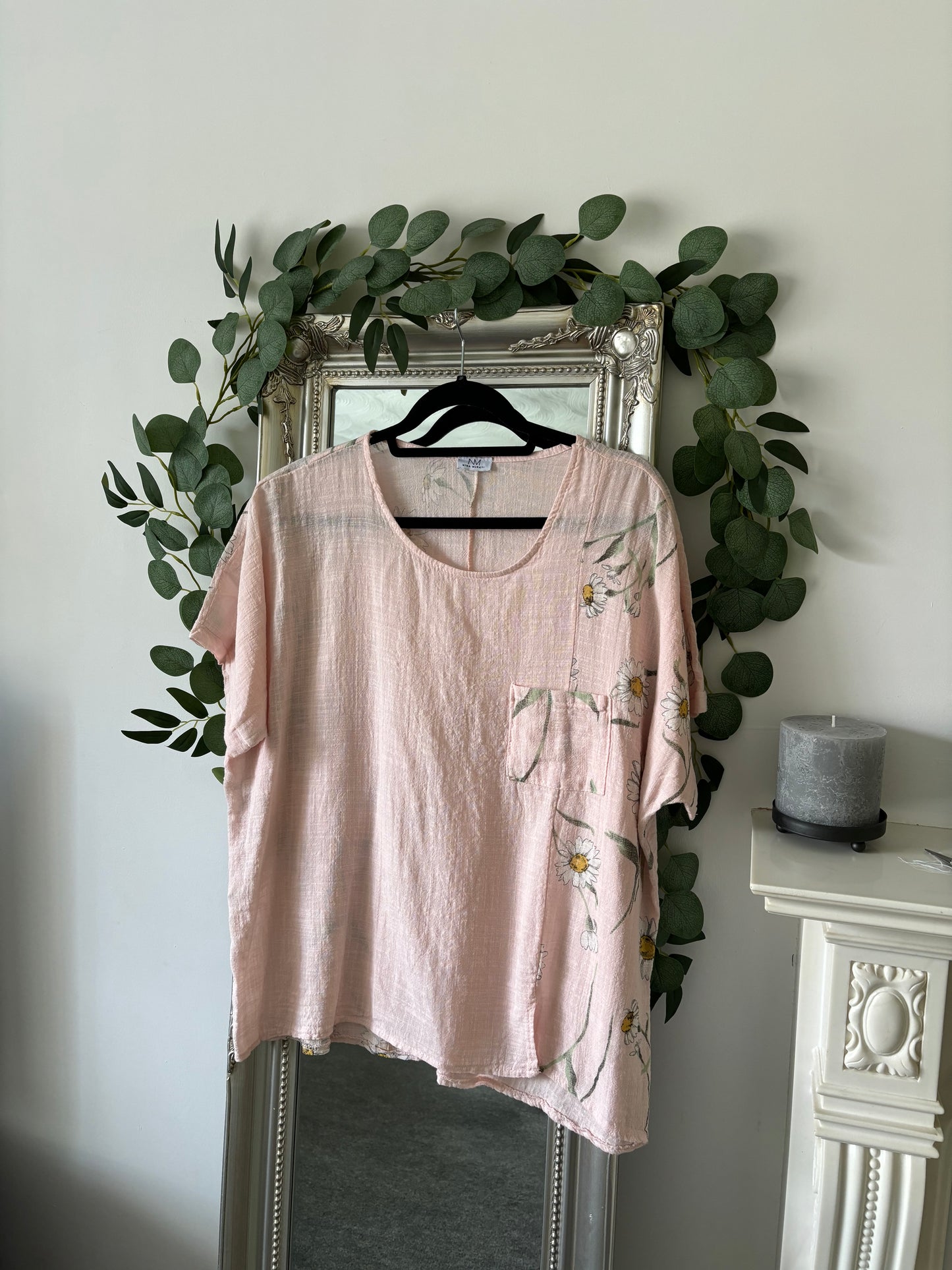 Cotton Plain And Daisy Print Tunic
