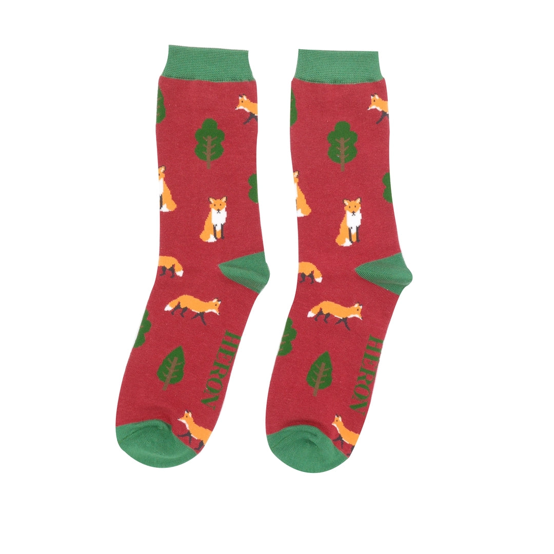 Bamboo Socks For Men - Foxes In Woods
