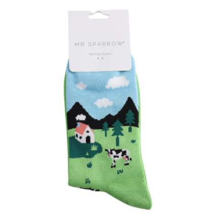 Bamboo Socks For Men - Cows In The Field