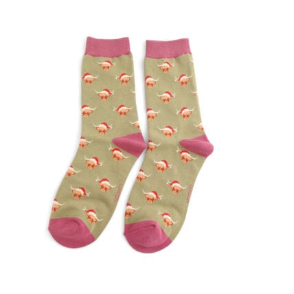 Christmas Bamboo Socks For Women - Christmas Highland Cows