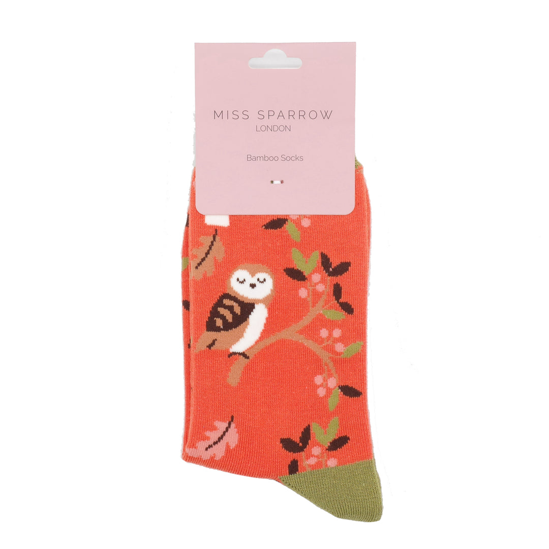 Bamboo Socks For Women - Woodland Owls