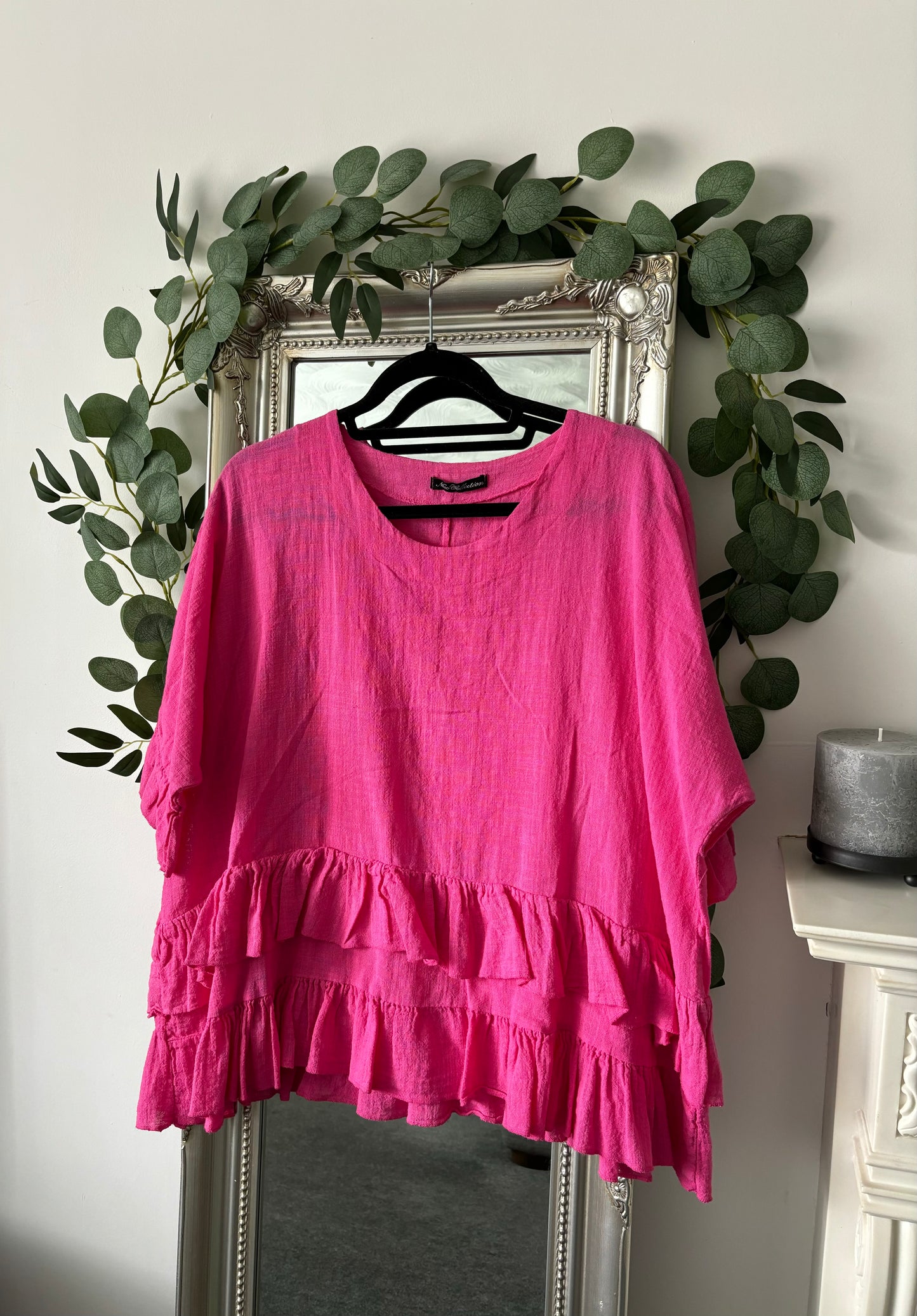 Cotton/Linen Plain Double Frill Tunic