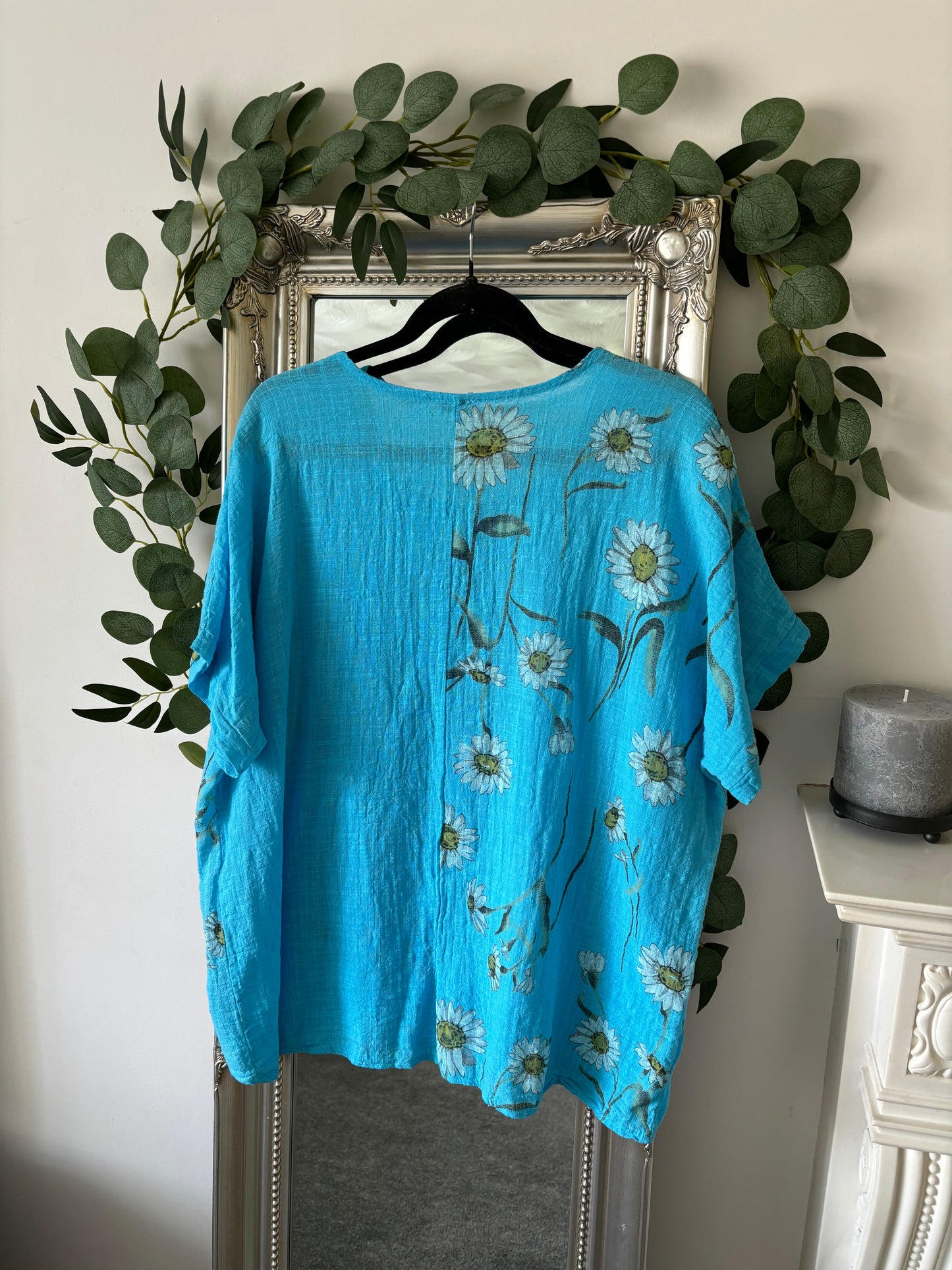 Cotton Plain And Daisy Print Tunic