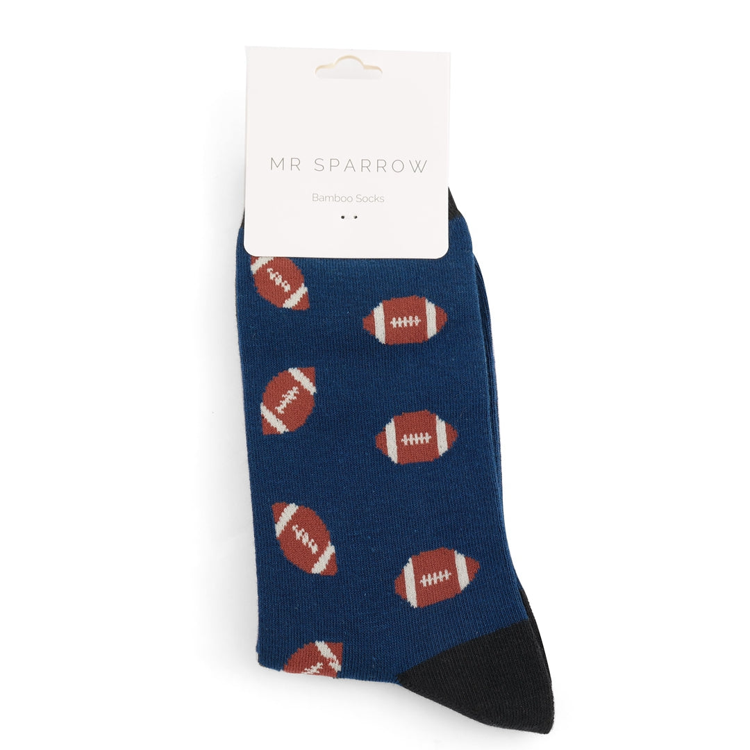Bamboo Socks For Men - Rugby Balls
