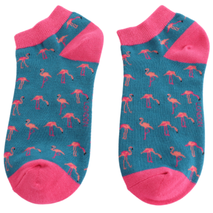 Bamboo Trainer Socks For Women - Wild Flamingos