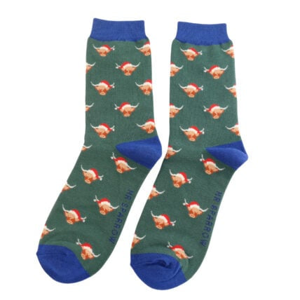 Christmas Bamboo Socks For Men - Christmas Highland Cows