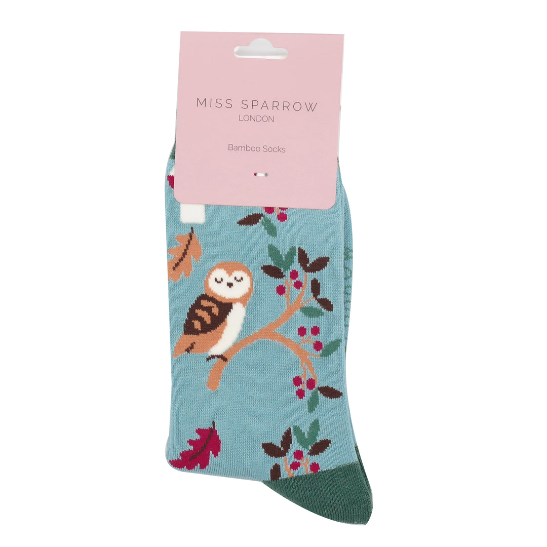 Bamboo Socks For Women - Woodland Owls