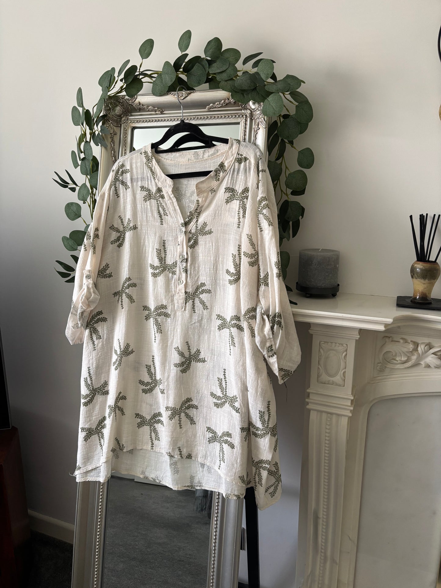 Plus Size Cotton Palm Tree Shirt