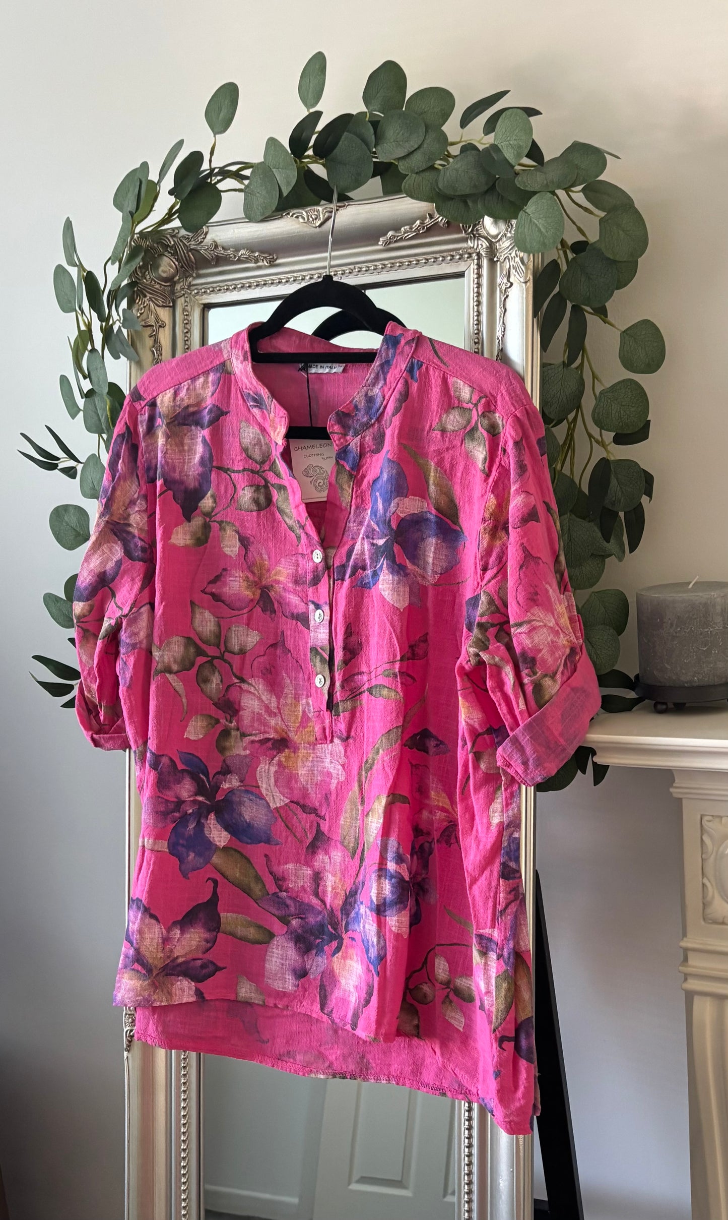 Cotton Magnolia Print Shirt