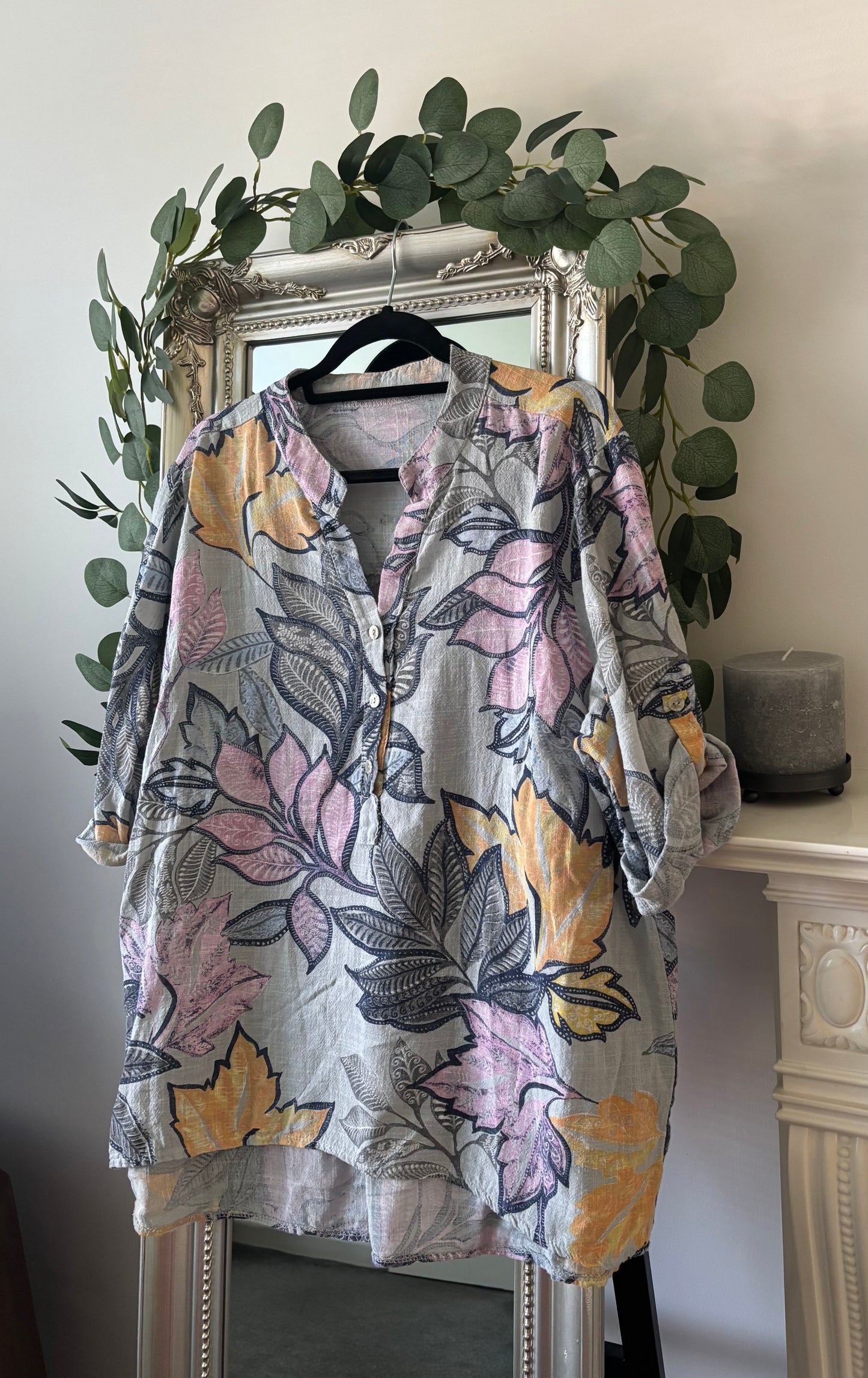Cotton Leaf Print Shirt