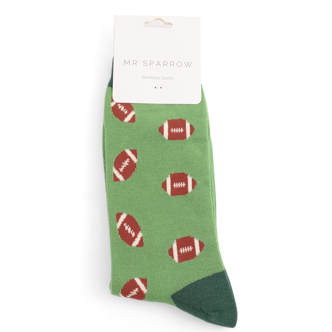 Bamboo Socks For Men - Rugby Balls