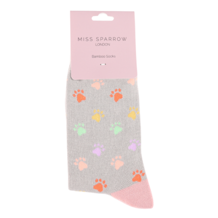 Bamboo Socks For Women - Multi Paw Prints