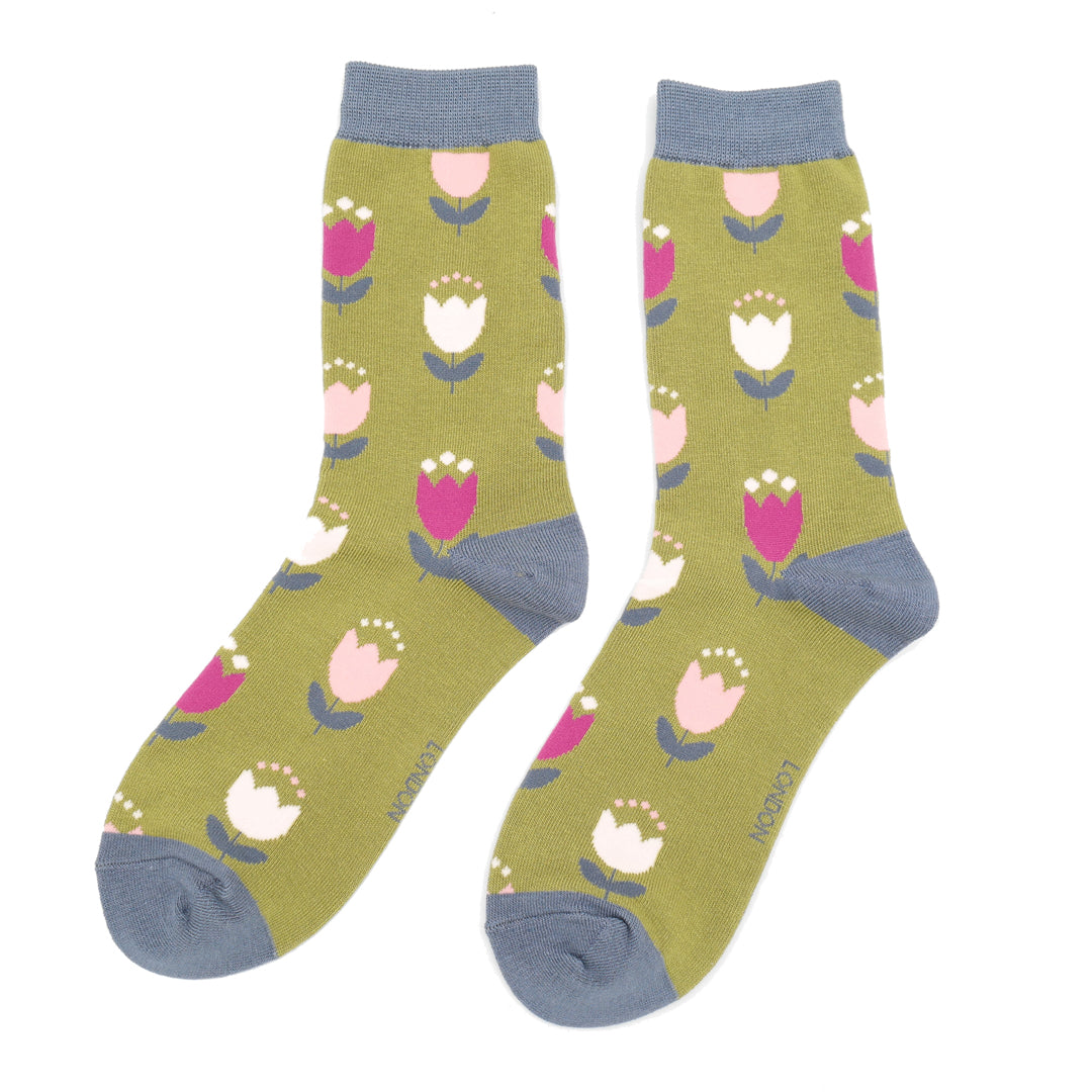 Bamboo Socks For Women - Tulips