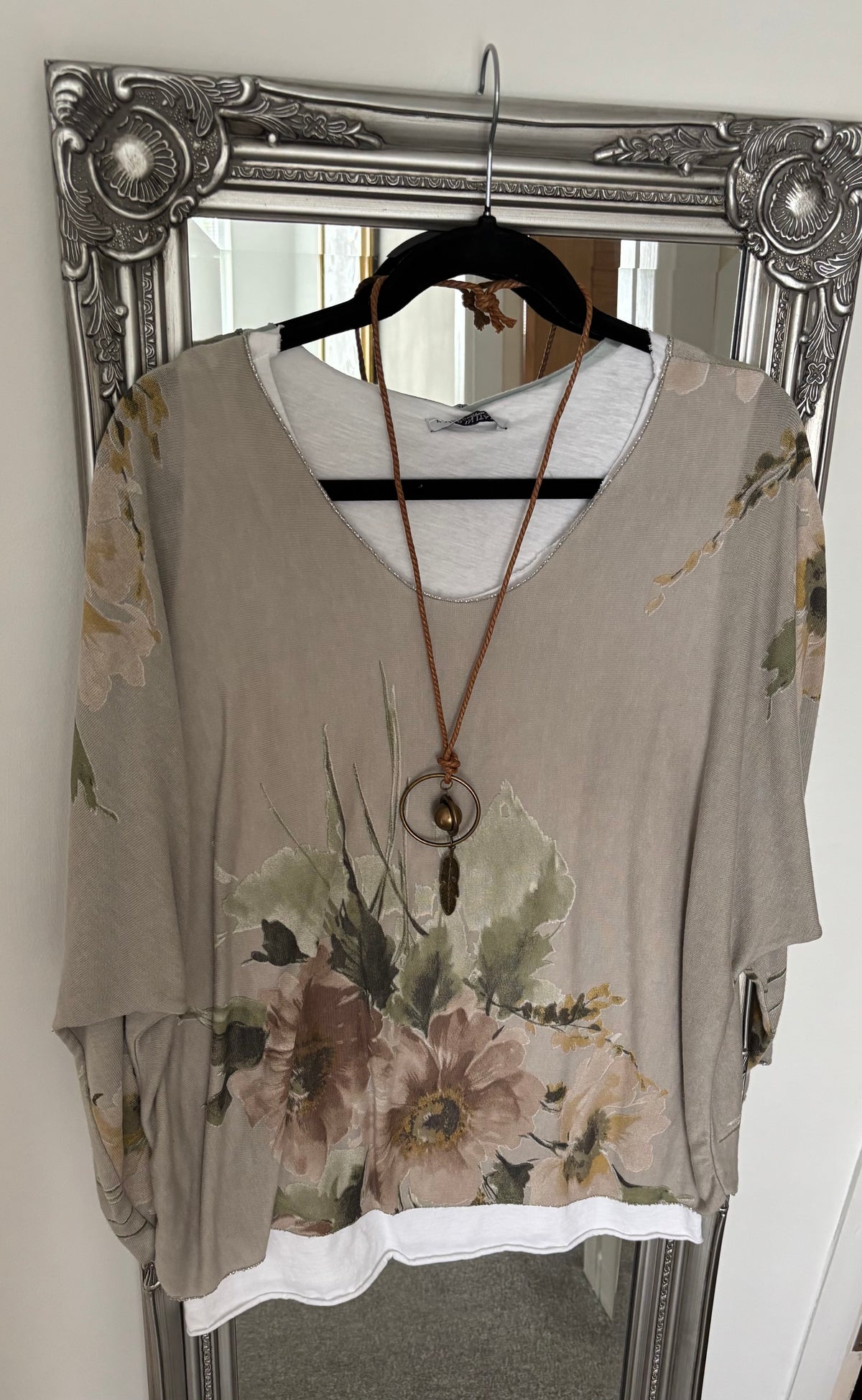 Floral Print Fine Jumper With Separate White Vest