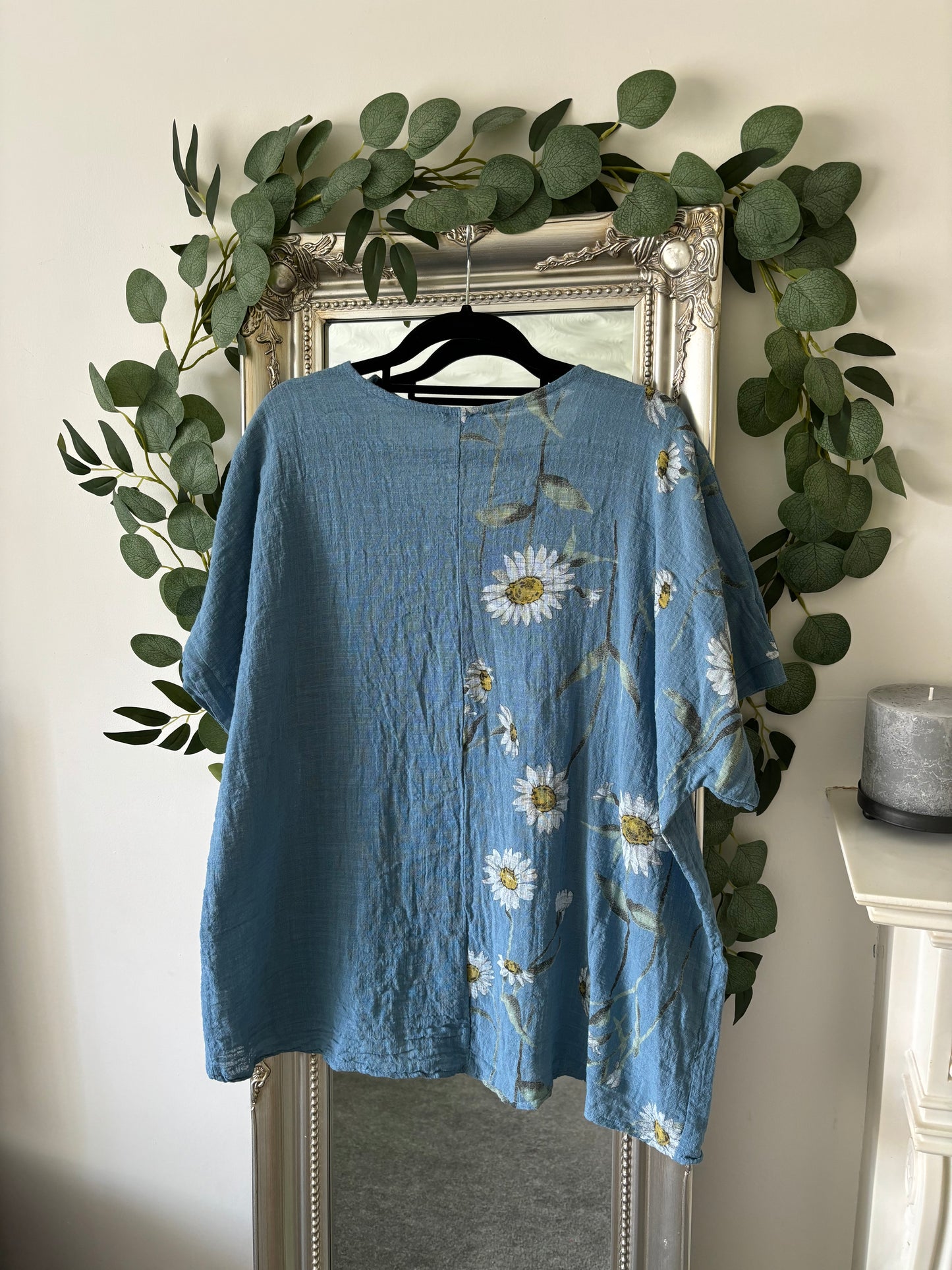 Cotton Plain And Daisy Print Tunic