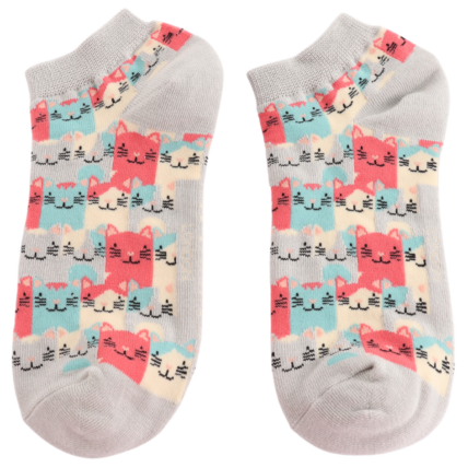 Bamboo Trainer Socks For Women - Happy Cats