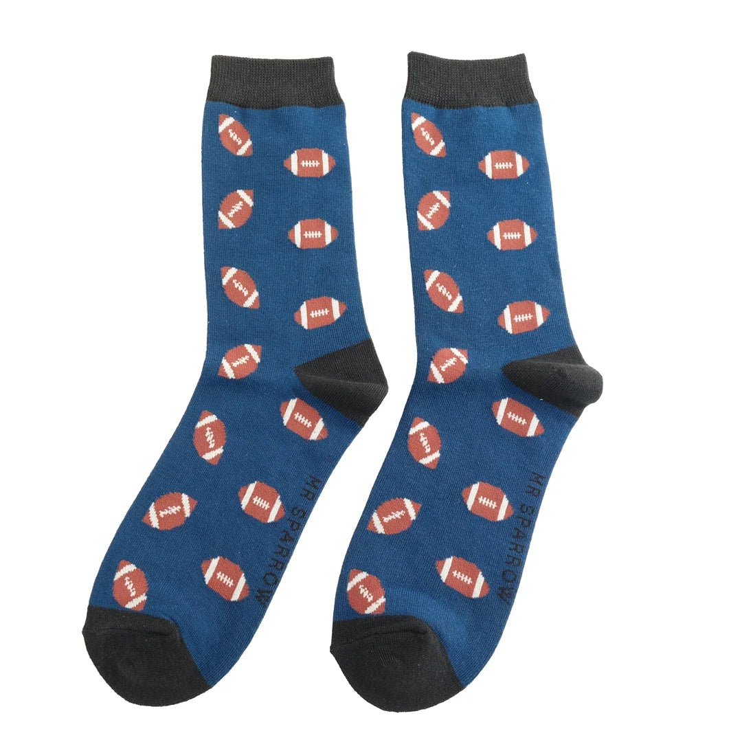 Bamboo Socks For Men - Rugby Balls