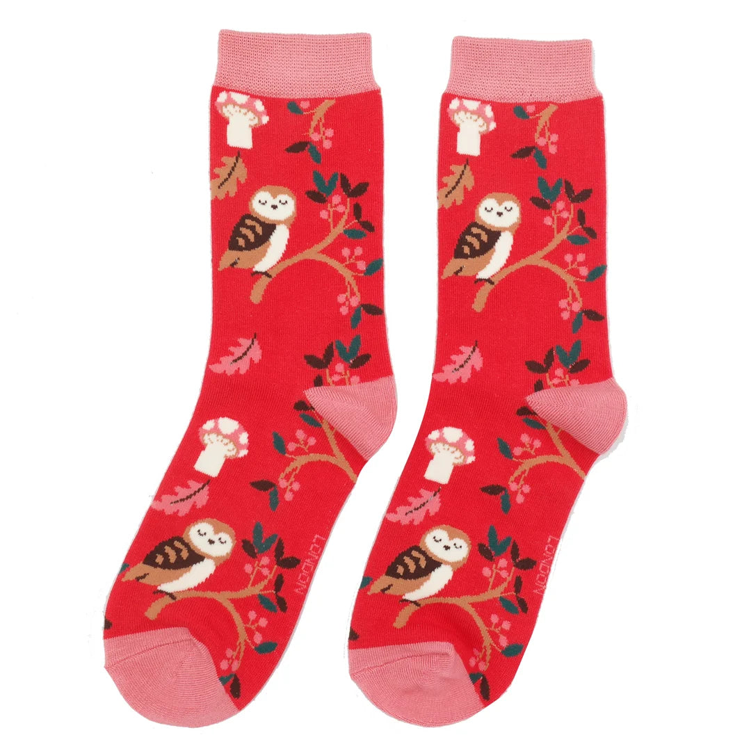 Bamboo Socks For Women - Woodland Owls