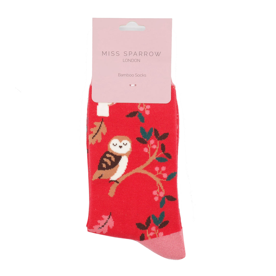 Bamboo Socks For Women - Woodland Owls