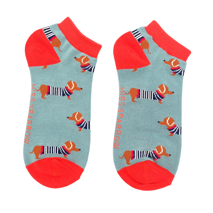 Bamboo Trainer Socks For Women - Dachshunds
