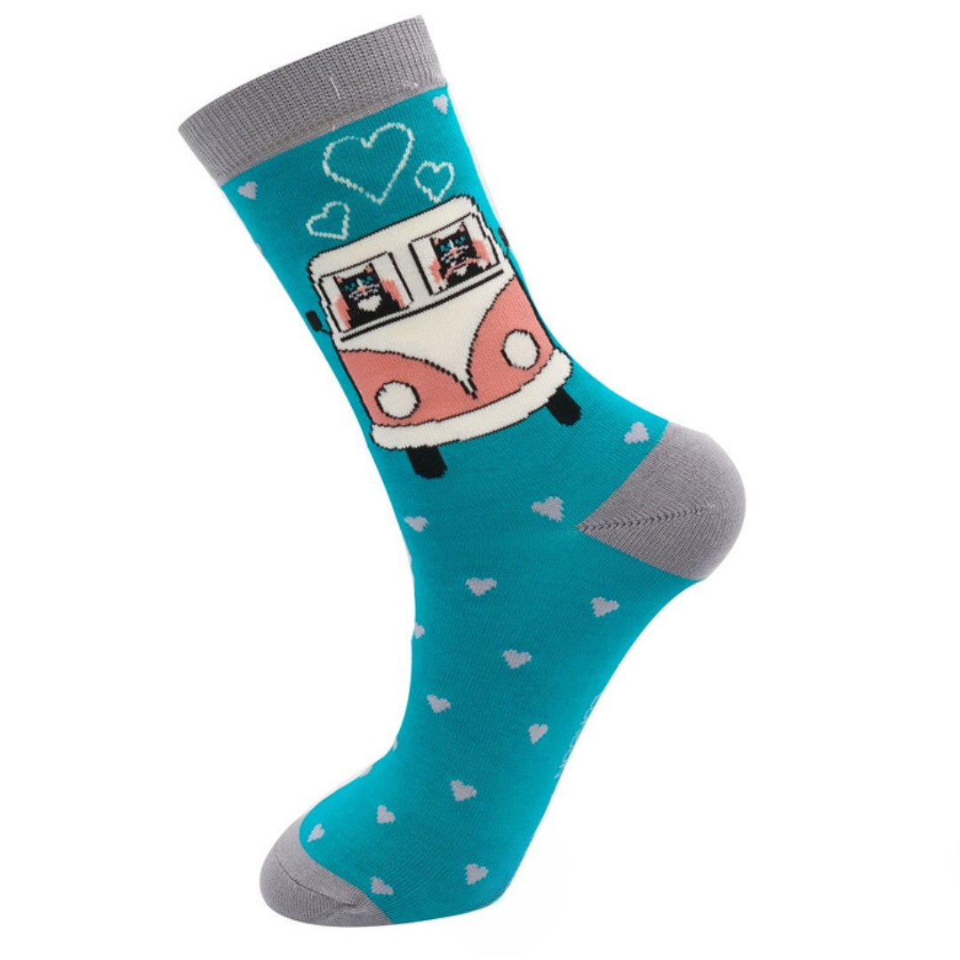 Bamboo Socks For Women - Road Trip Cats