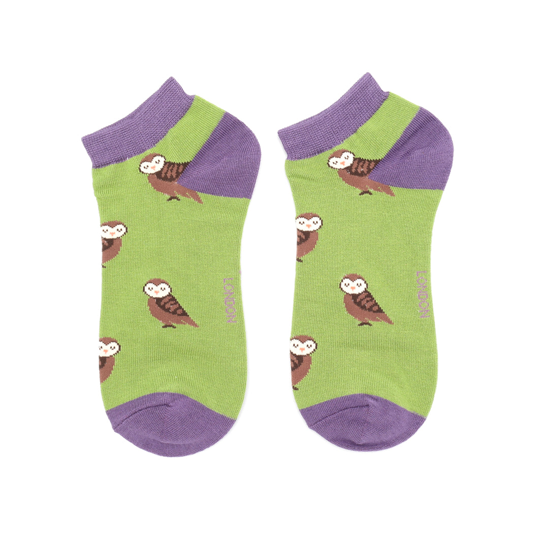Bamboo Trainer Socks For Women - Owls
