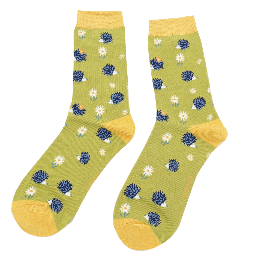 Bamboo Socks For Women - Hedgehogs & Daisy