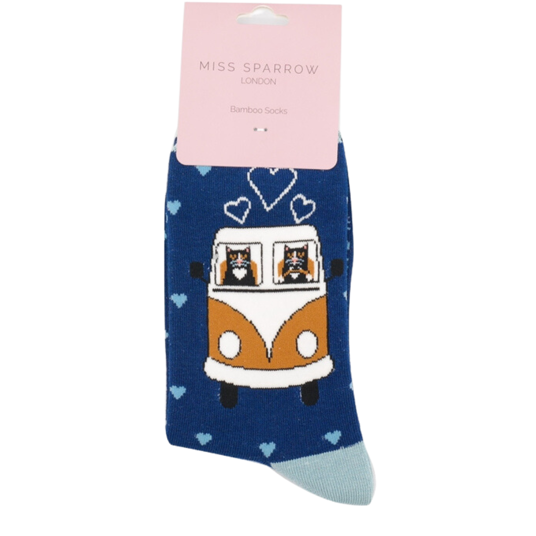 Bamboo Socks For Women - Road Trip Cats