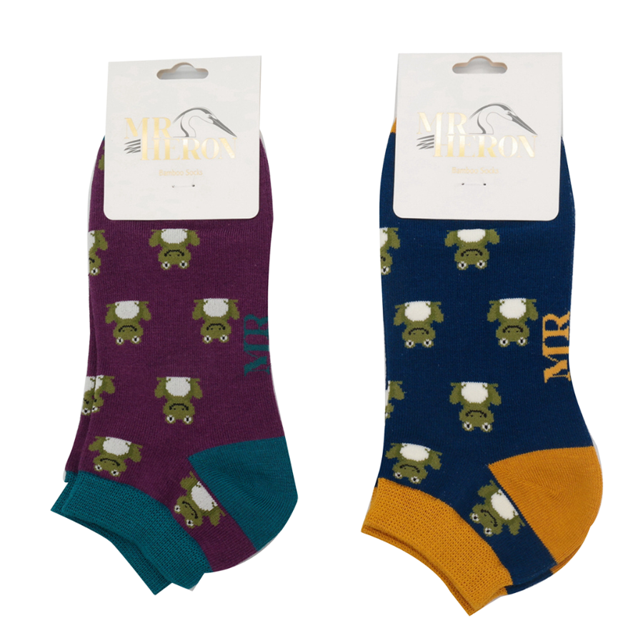 Bamboo Trainer Socks For Men - Frogs