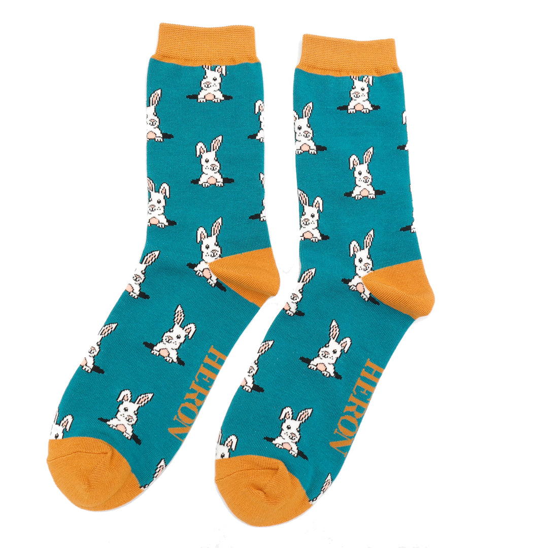 Bamboo Socks For Men - Peek a Boo Bunnies