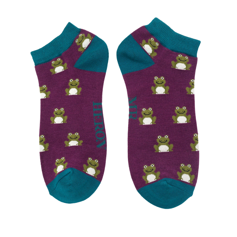 Bamboo Trainer Socks For Men - Frogs