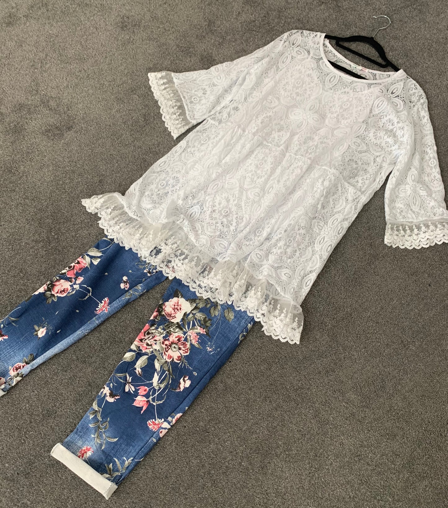 Floral Dark Denim Trousers