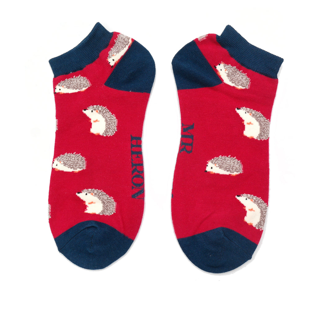 Bamboo Trainer Socks For Men - Cute Hedgehogs